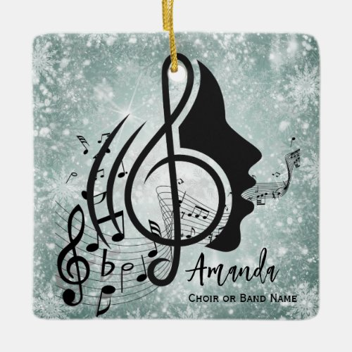 Jade Choir Director Gifts Musical Notes Christmas Ceramic Ornament