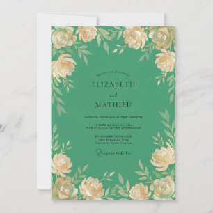 Jade Cream Painted Wedding Invitation