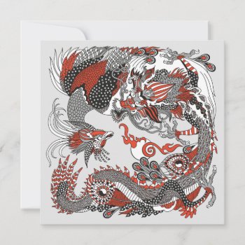 Jade Dragon And Gold Phoenix Playing With A Pearl by insimalife at Zazzle
