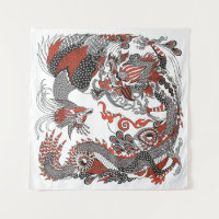 Jade Dragon and Gold Phoenix playing with a pearl