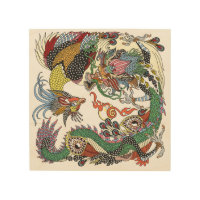 Jade Dragon and Gold Phoenix playing with a pearl