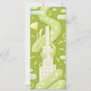 Jade Dragon In The City - Funky Cute Style Invitation