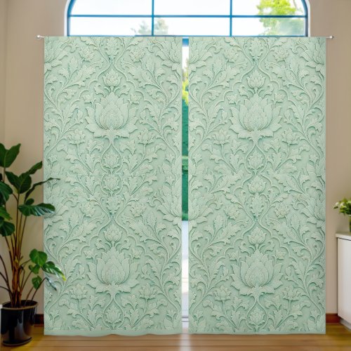 Jade Garden — Pale Celadon Persian Blackout Curtains