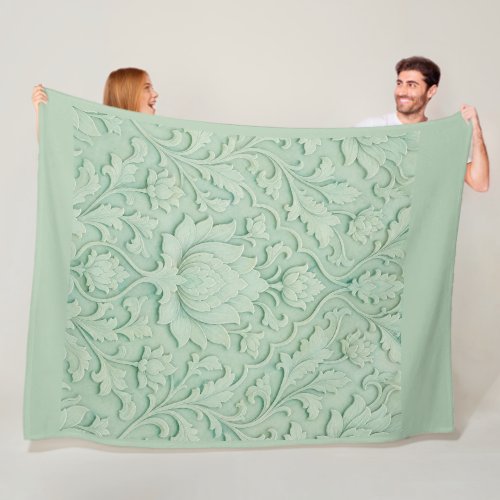 Jade Garden — Pale Celadon Persian Fleece Blanket