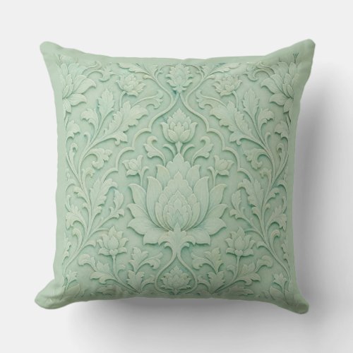 Jade Garden — Pale Celadon Persian Throw Pillow