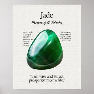 Jade Gem Crystal Meaning Card Poster