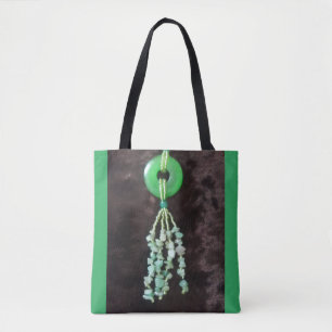 Jade Gemstone Pendant Tote Bag