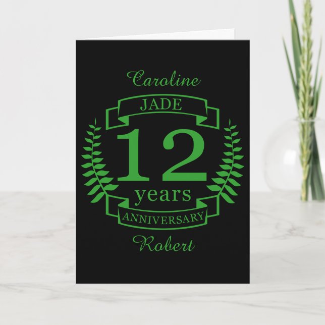 Jade Gemstone wedding anniversary 12 years Card (Front)