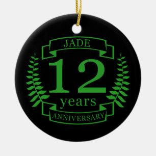 Jade Gemstone wedding anniversary 12 years Ceramic Ornament