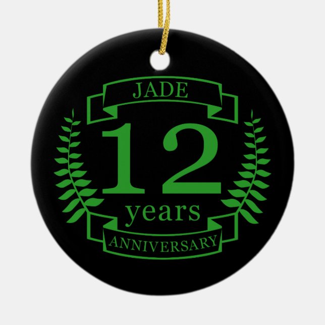 Jade Gemstone wedding anniversary 12 years Ceramic Ornament (Front)
