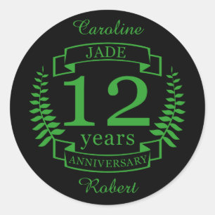 Jade Gemstone wedding anniversary 12 years Classic Round Sticker