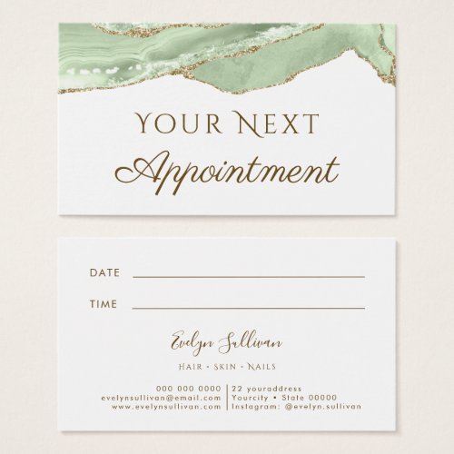 Jade Green Agate Appointment Card