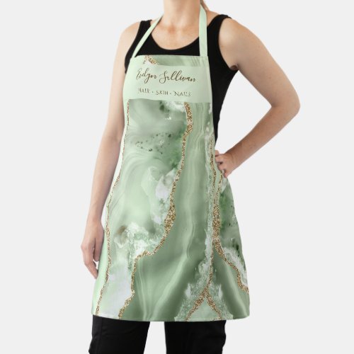 jade green agate beauty professional apron