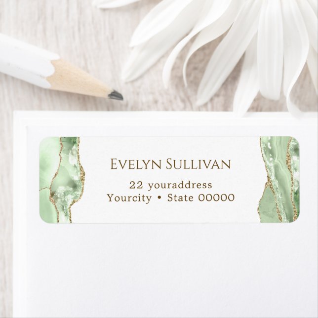 Jade green agate return address label (Insitu)