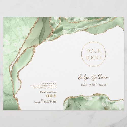 jade green agate service menu brochure