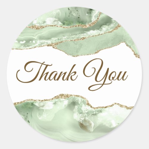 Jade green Agate Thank you Classic Round Sticker