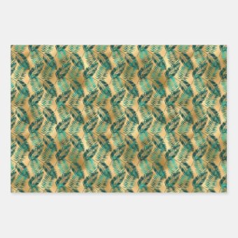 Jade Green and Gold Foil Look Wrapping Paper Sheets | Zazzle