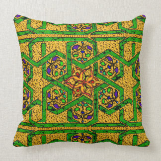 Jade Green and Gold knot work Throw Pillow