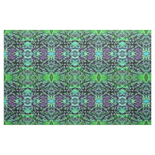 Jade Green and Purple Camouflage Pattern Fabric