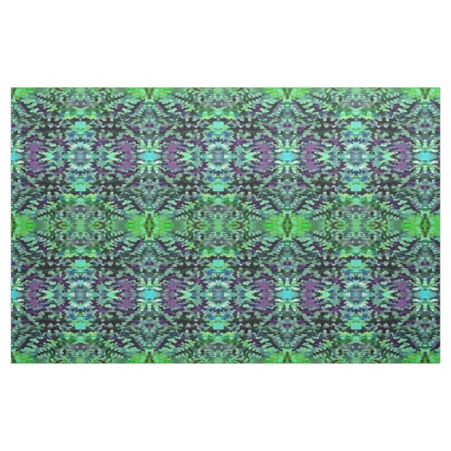 Jade Green and Purple Camouflage Pattern Fabric (Fat Quarter)