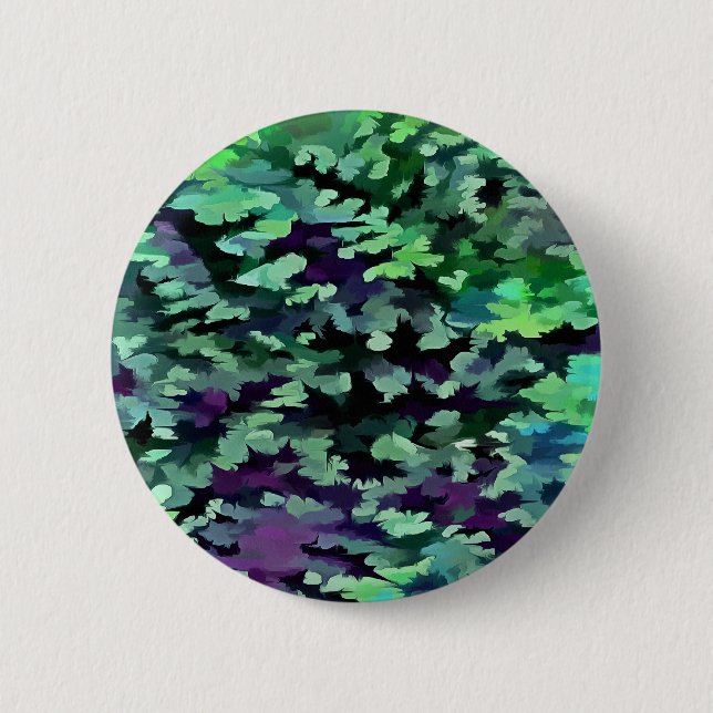 Jade Green and Purple Camouflage Pattern Pinback Button (Front)