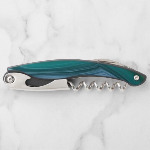 Jade Green and White Natural geode look Waiters Corkscrew