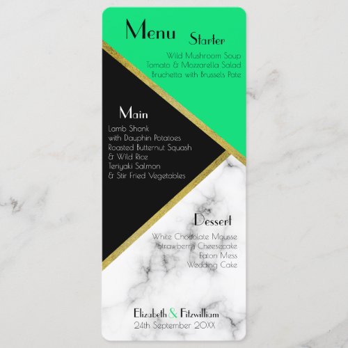 Jade Green Art Deco Menu