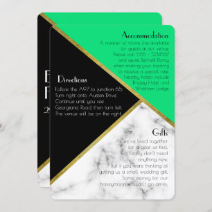Jade Green Art Deco Wedding Additional Information Invitation