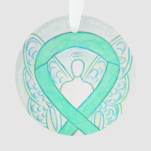 Jade Green Awareness Ribbon Angel Ornaments