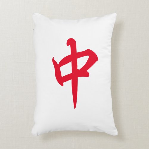 Jade Green Back  Mahjong Tile  Red Dragon Accent Pillow