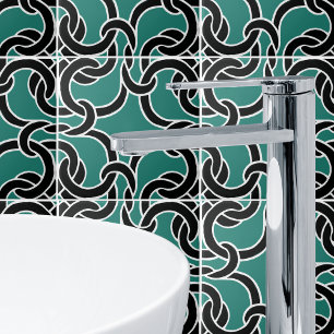 Jade Green Black Celtic Knot Seamless Pattern Tile