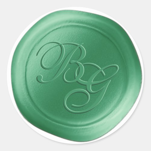 Jade Green Calligraphy Monogram Wax Seal Stickers