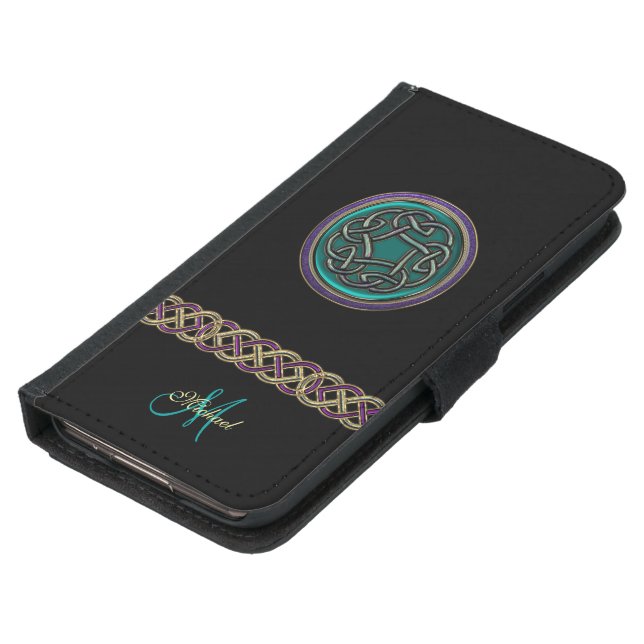 Jade Green Celtic Knot Monogram Wallet Case (Bottom)