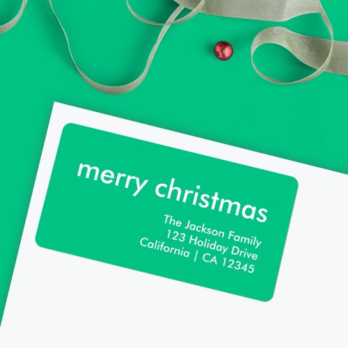 Jade Green Christmas  Vibrant Minimal Address Label