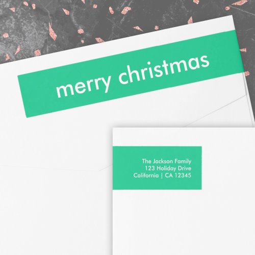 Jade Green Christmas  Vibrant Minimal Address Wrap Around Label