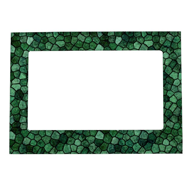 Jade Green Cobbled Patchwork Terrazo Pattern Magnetic Frame (Front)