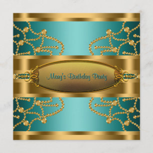 Jade Green Gold Womans Birthday Party Invitation