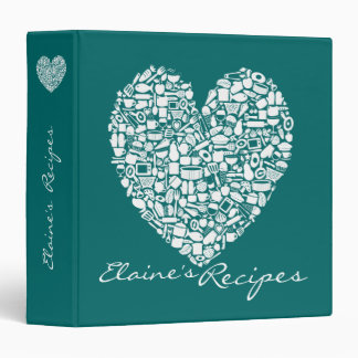Jade Green Heart Recipe Personalized Name Binder
