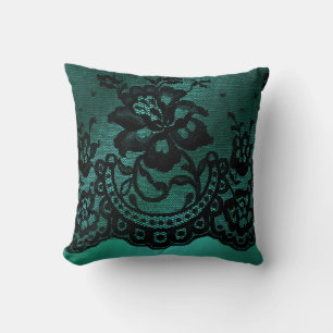 Jade Green Lace Decorative Pillow