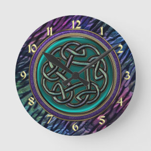 Jade Green Metal Celtic Knot Round Clock