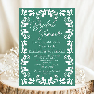 Jade Green Mexican Fiesta Talavera Bridal Shower Invitation