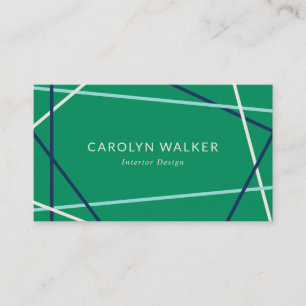 Jade Green Navy Blue Geometric Business Card