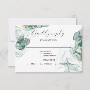 Jade Green Onyx Fluid Alcohol Ink RSVP Card