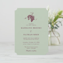 Jade Green Plum Grape Vineyard Wedding Invitation