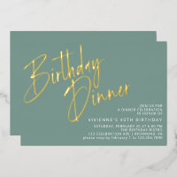 Jade Green Teal & Gold Modern Chic Birthday Dinner
