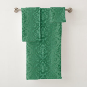 Jade Green Vintage Style Damask Towel Set