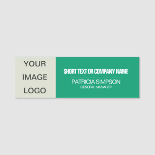 Jade Green White Business Logo Employee Name Title Name Tag