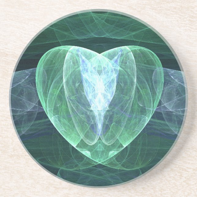 Jade Heart Drink Coaster (Front)