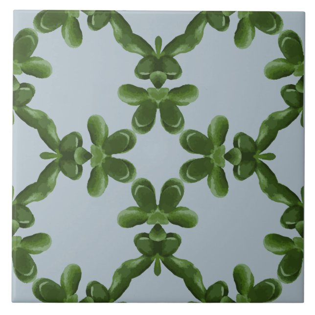 Jade Lattice in Clear Water Ceramic Tile (Front)