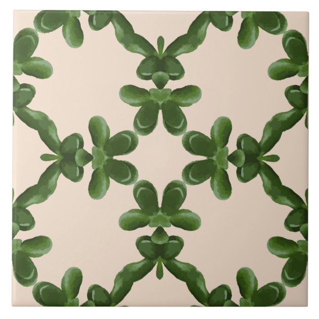 Jade Lattice in Cream Ceramic Tile (Front)